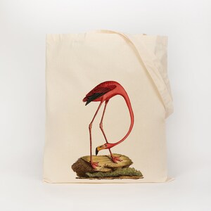 Flamingo bag cotton reusable bag material shopping bag bird gifts image 4