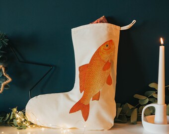 Fishing gift - Christmas stocking - holiday stocking - contemporary Christmas - Christmas decorations -fish gifts