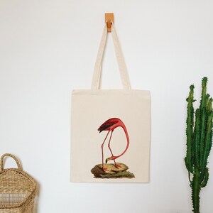 Flamingo bag cotton reusable bag material shopping bag bird gifts image 3
