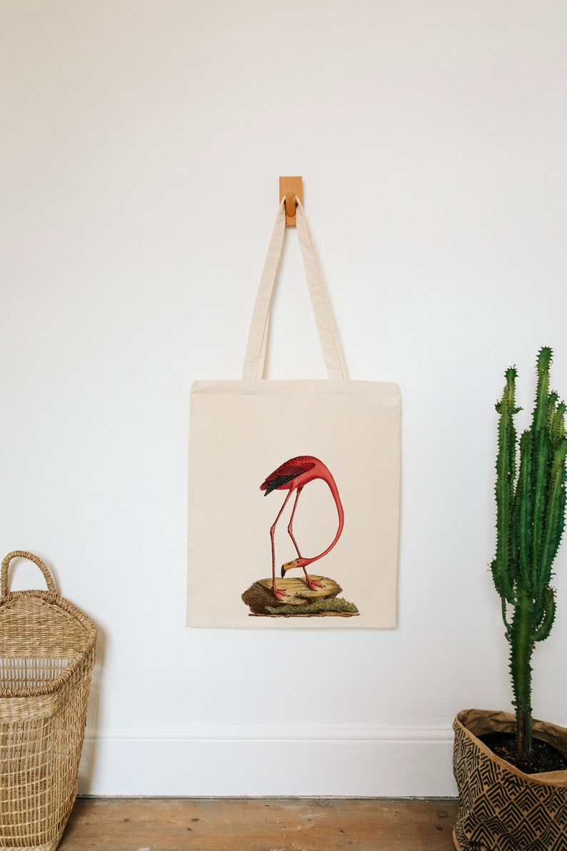Flamingo bag cotton reusable bag material shopping bag bird gifts image 3
