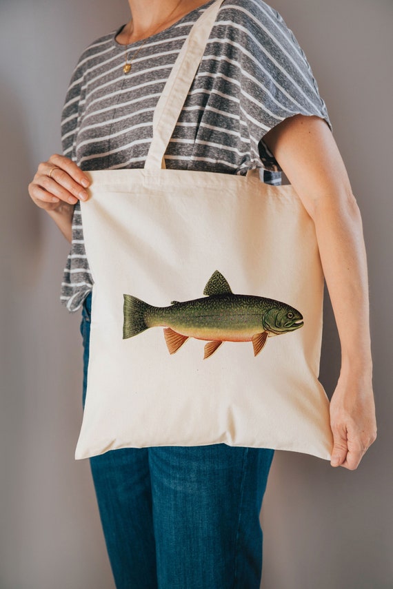Fishing Gifts Trout Bag Cotton Reusable Bag Material Shopping Bag