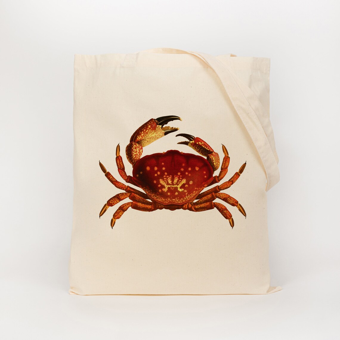 Nautical Bag Crab Fabric Bag Cotton Reusable Bag Etsy