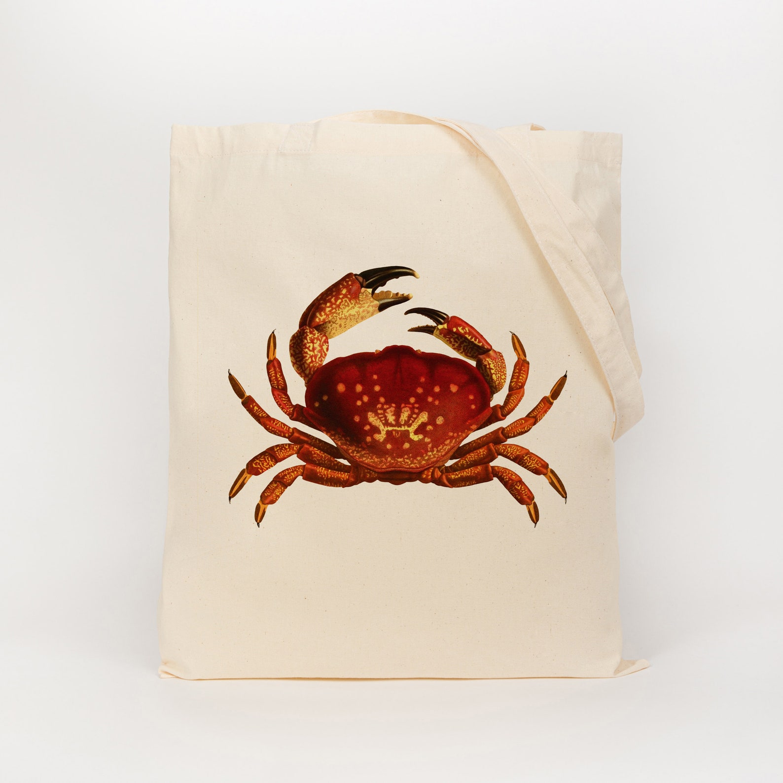 Nautical Bag Crab Fabric Bag Cotton Reusable Bag Etsy