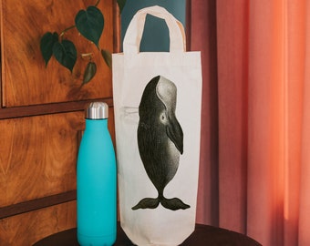 Whale gift - wine tote - bottle bag - gift bag