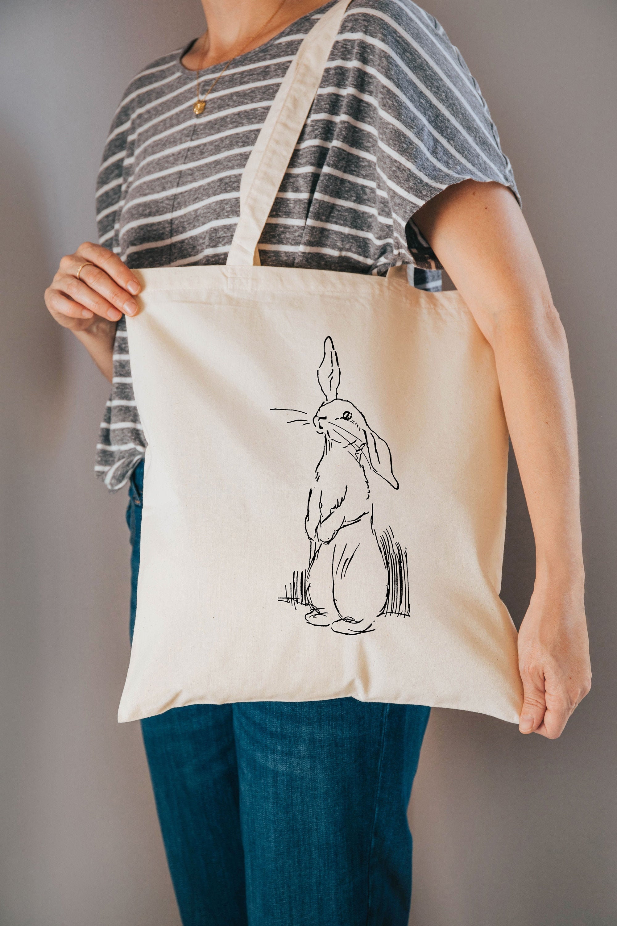 Rabbit Bag Rabbit Gifts Cotton Reusable Bag Fabric Etsy