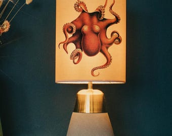 Red octopus lamp shade/ ceiling shade - nautical lamp shade - octopus light - lighting