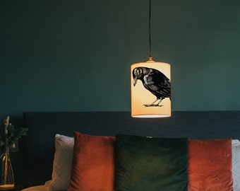 Crow lamp shade/ ceiling shade - bird lamp shade -  bird lighting - black bird light