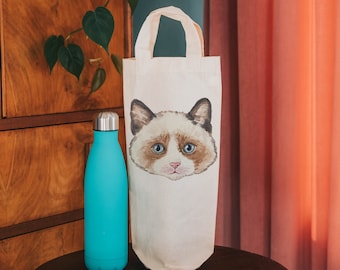 Cat lover - wine tote - bottle bag - gift bag