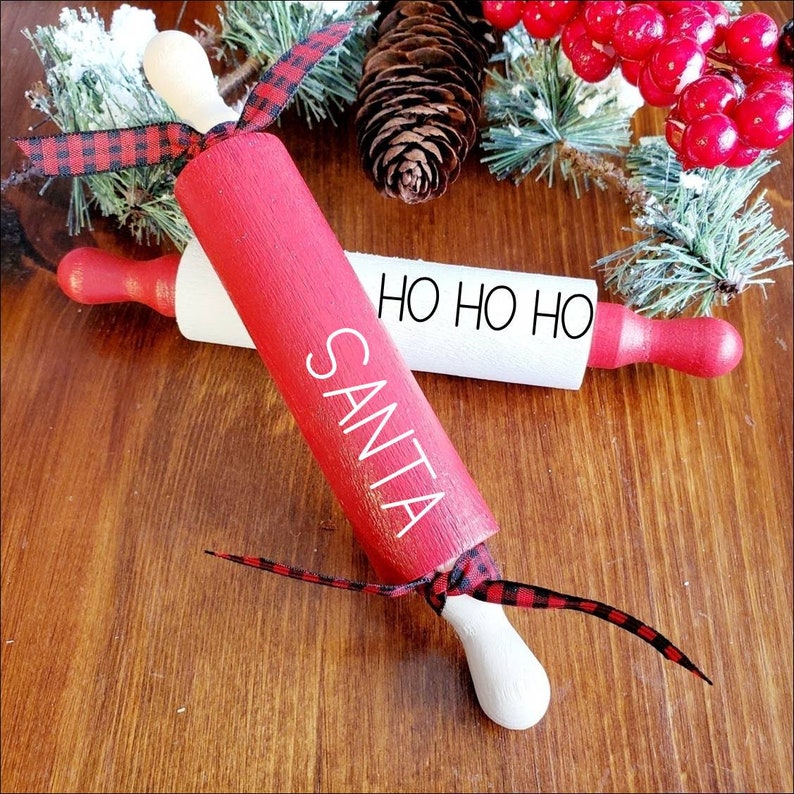 Christmas Mini Rolling Pins Wood Rolling Pins Winter Decor Etsy