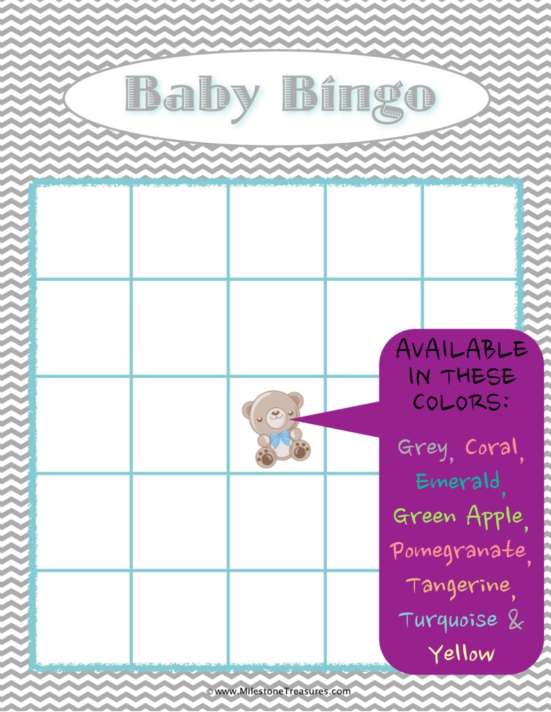 Baby Bingo Game for Instant Download Pomegranate Chevron Etsy