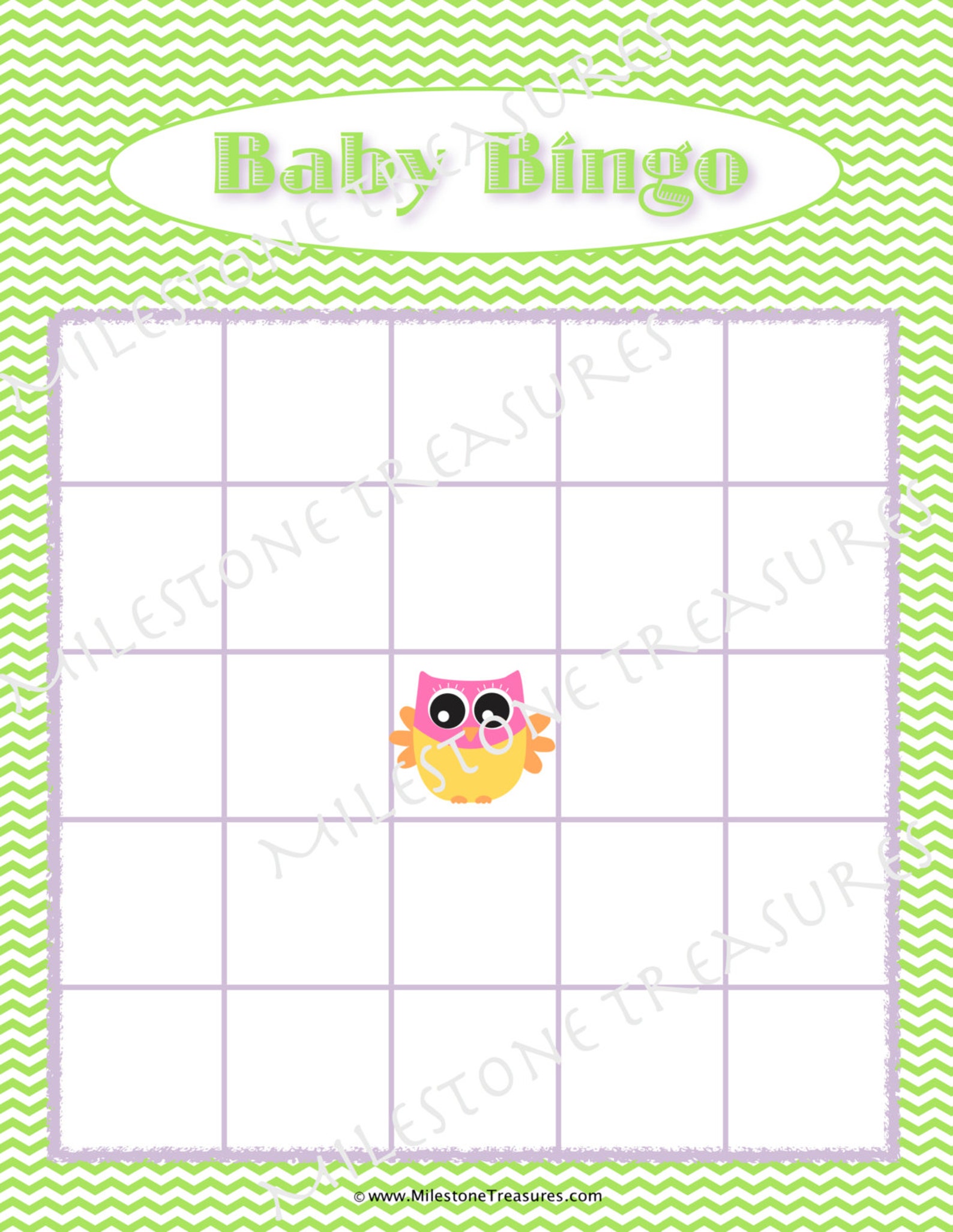Baby Bingo Game for Instant Download Green Apple Chevron Etsy