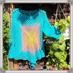 Crochet pattern BEACHGIRL Summer Boho Shirt or Sweater RVO all sizes from gradient yarn Bobbel from the Schlosspartie