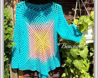 Crochet pattern * Beachgirl * Summer Boho shirt or sweater ALL SIZES made of gradient yarn/bobble from the castle section