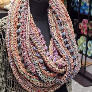 Crochet instructions * Farun * Crochet loop scarf for men and women made of gradient yarn/bobble