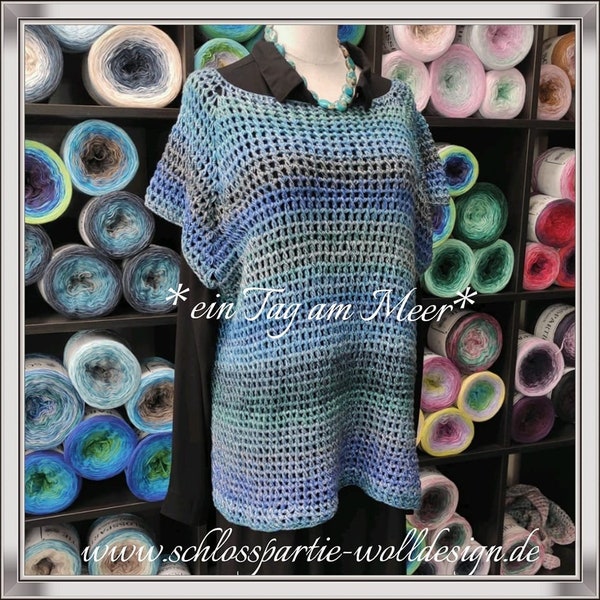 CAL inkl. Workshopgruppe * ein Tag am Meer * RVO Raglanpullover Pullover häkeln s- xxl, Konfetti Schlosspartie, Farbverlaufsgarn, Bobbel