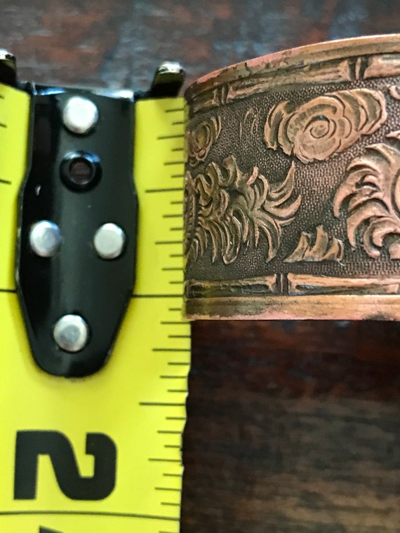 Vintage Etched Asian Dragon Copper Cuff Bracelet - image 8