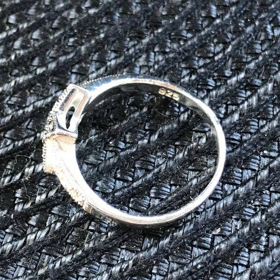 Silver Marcasite & Rhinestone Star Ring - image 8
