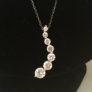Vintage .925 Sterling silver 18&quot; chain & 1.25&quot; Sterling cubic zirconia pendant
