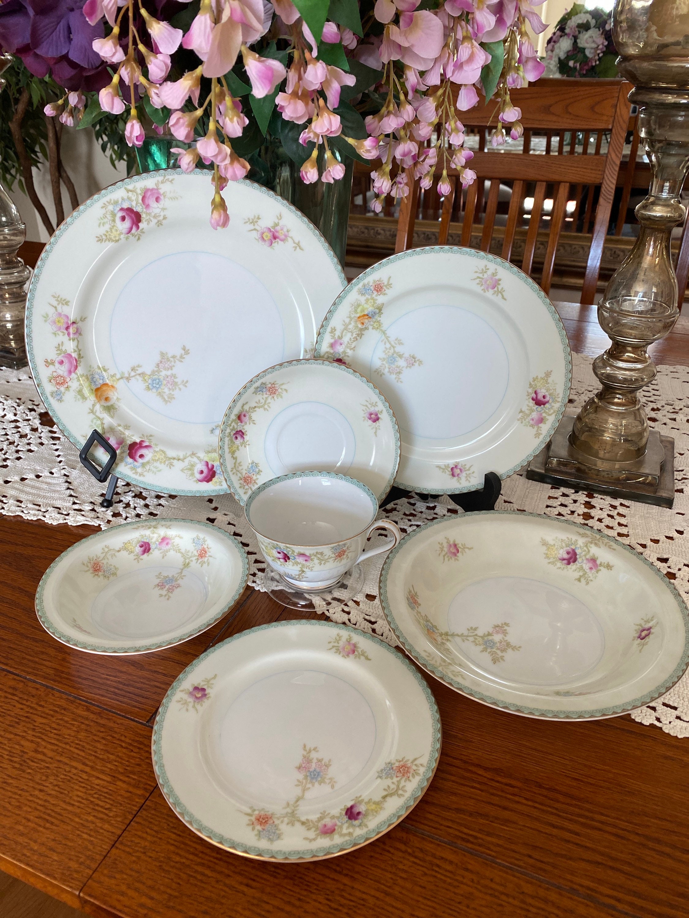 1940's Craftsman Made in Japan China 7 Piece Place Setting Roses