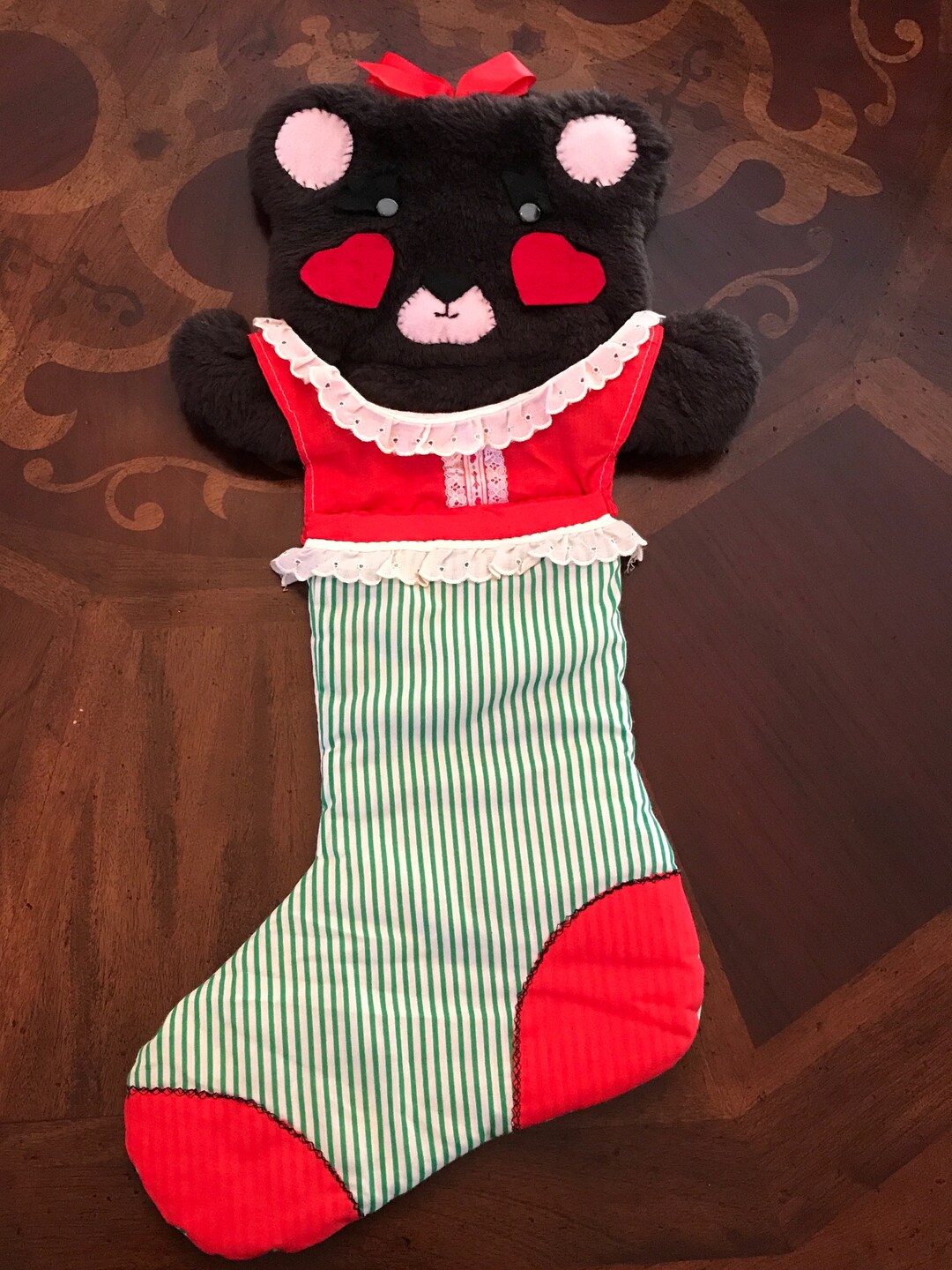 Vintage 1970’s Custom Made Teddy Bear Christmas Stocking - Etsy