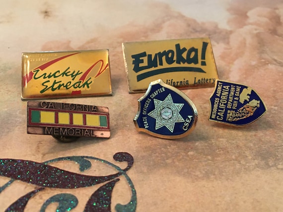 Five vintage California pins badge or hat pins co… - image 1