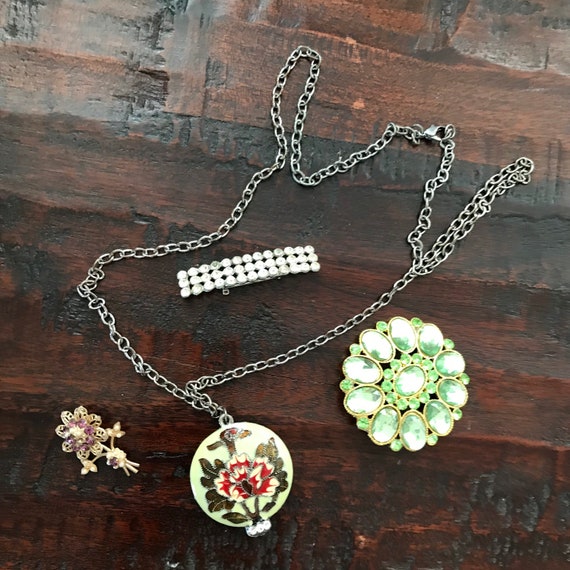 Vintage Jewelry Lot Cloisonné Necklace and Three … - image 5