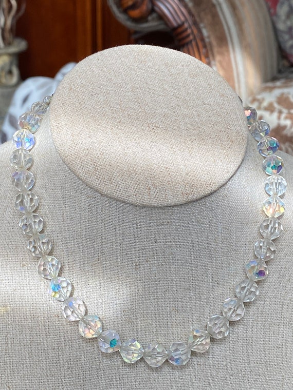 Vintage Aurora Borealis Crystal Choker Necklace 1… - image 1