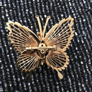 Vintage MONET Butterfly Brooch Pin faux pearl accents image 7