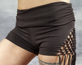 TASSEL HOT PANTS Shorts Knotting Weave Mini Shorts Psytrance Festival Beach Goa