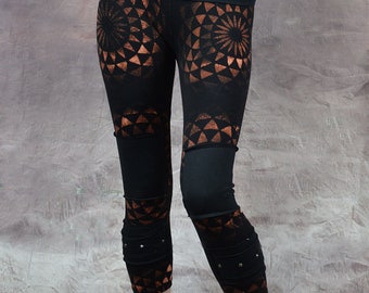 SACRED GEOMETRY LEGGINGS Pixie Hippy Psytrance Festival Goa Party Forest Wear Original Unique Fairtrade made in house by Wobble and Squeak