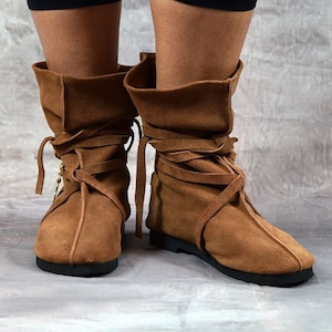SLOUCH BOOTS Cosplay LARP Tribal Hippy Pixie Psytrance Festival Comfortable Summer Leather Footwear Shoes Hand Made Hand Crafted Unique