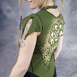 WOMENS WAISTCOAT Sacred Geometry Seed of Life hand dyed Flower of Life Mandala Hippy Pixie Psytrance