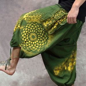 Mens Flower of Life Slouch Shorts: Sacred Geometry Festival Fashion