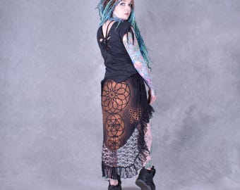 MANDALA SITA Skirt Flower Pixie Lace Hippy Boho Steampunk Bohemian Psytrance Festival Fair trade Wobble and Squeak Original Eco Fashion