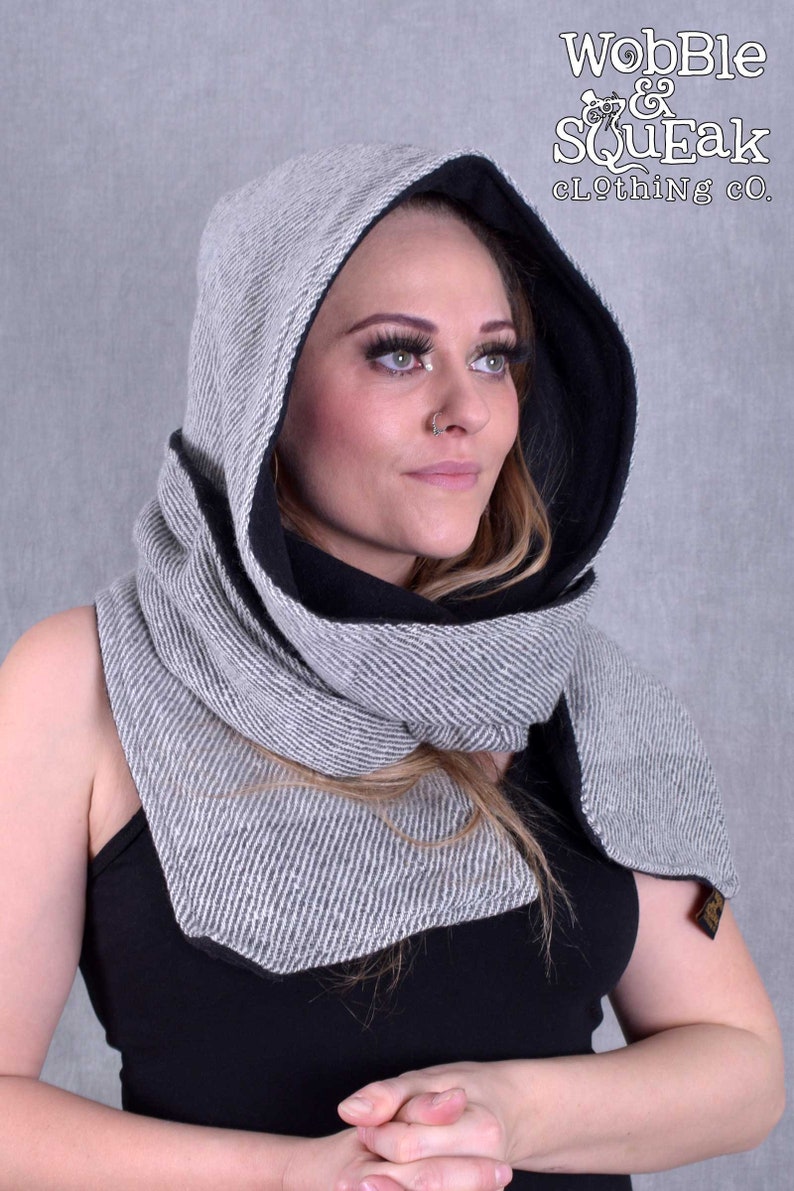 WOOLEN SNOOD HOOD Acrylic Fleece Wooly Cosy Winter Scarf Warm Pixie Hippy Psytrance Festival Fairtrade Ethical Eco Fashion image 4