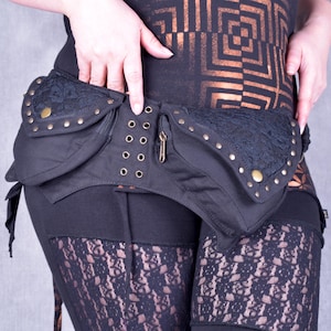 Riñonera de doble botonadura con diseño de PIXIE, estilo hippie, psytrance, monedero, cartera de viaje, riñonera, comercio justo