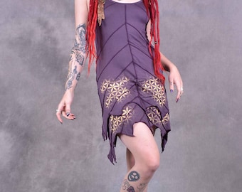 LEAF DRESS Flower of Life Sacred Geometry Pixie Hippy Layered Psytrance Festival Glastonbury Fairtrade
