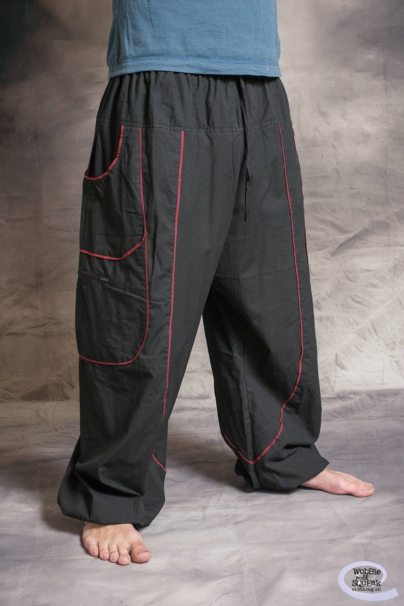 MENS HIPPY TROUSERS Baggy Cotton Psytrance Festival Party Goa Organic Cotton Eco Fashion image 4