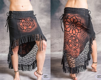 MANDALA SITA Skirt Flower Pixie Lace Hippy Boho Steampunk Bohemian Psytrance Festival Fair trade Wobble and Squeak Original Eco Fashion