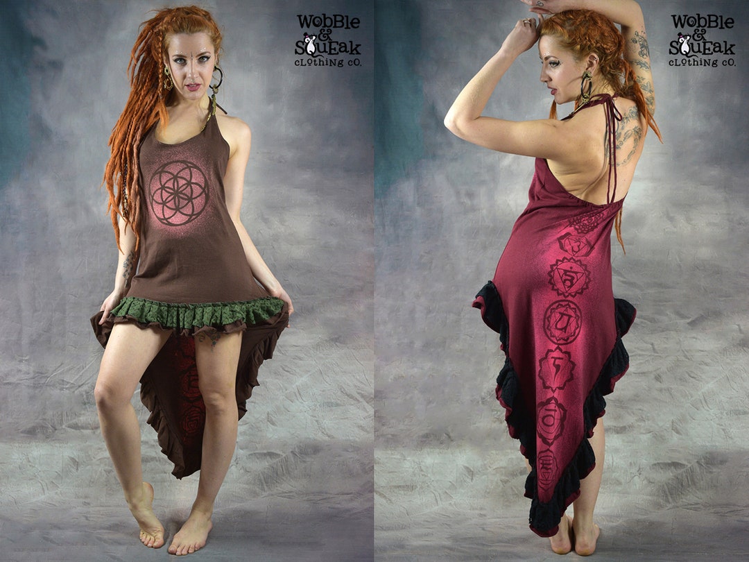PIXIE DRESS Flamenco Psytrance Festival Hippy Mandala Burning Man Hand ...