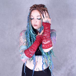 PIXIE LACE GLOVES Stretchy Psytrance Cuff Arm Warmers Fingerless Hippy One Size