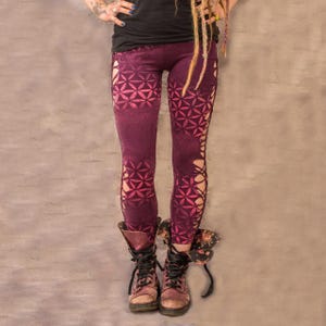 WEAVE LEGGINGS Flower Of Life Pixie Fairy Psytrance Festival Hippy Goa Lycra Hand Made Hand Dyed UK Fairtrade Ethically Sourced