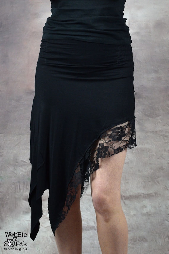 COTTON Spandex SKIRT Lace Pixie Cosplay Hippy Boho Steampunk Psytrance Festival Party