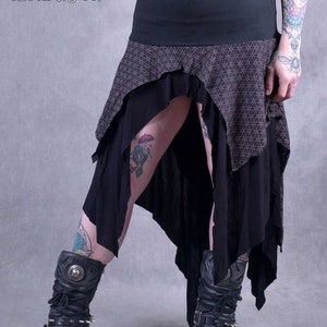 Geometric Pixie Skirt: Layered Butterfly Design, Stretchy Waist