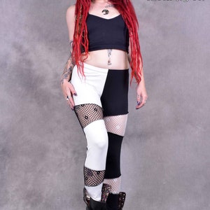 WOMENS LEGGINGS Black and White Pixie Hippy Psytrance Festival Goa Party Forest Wear