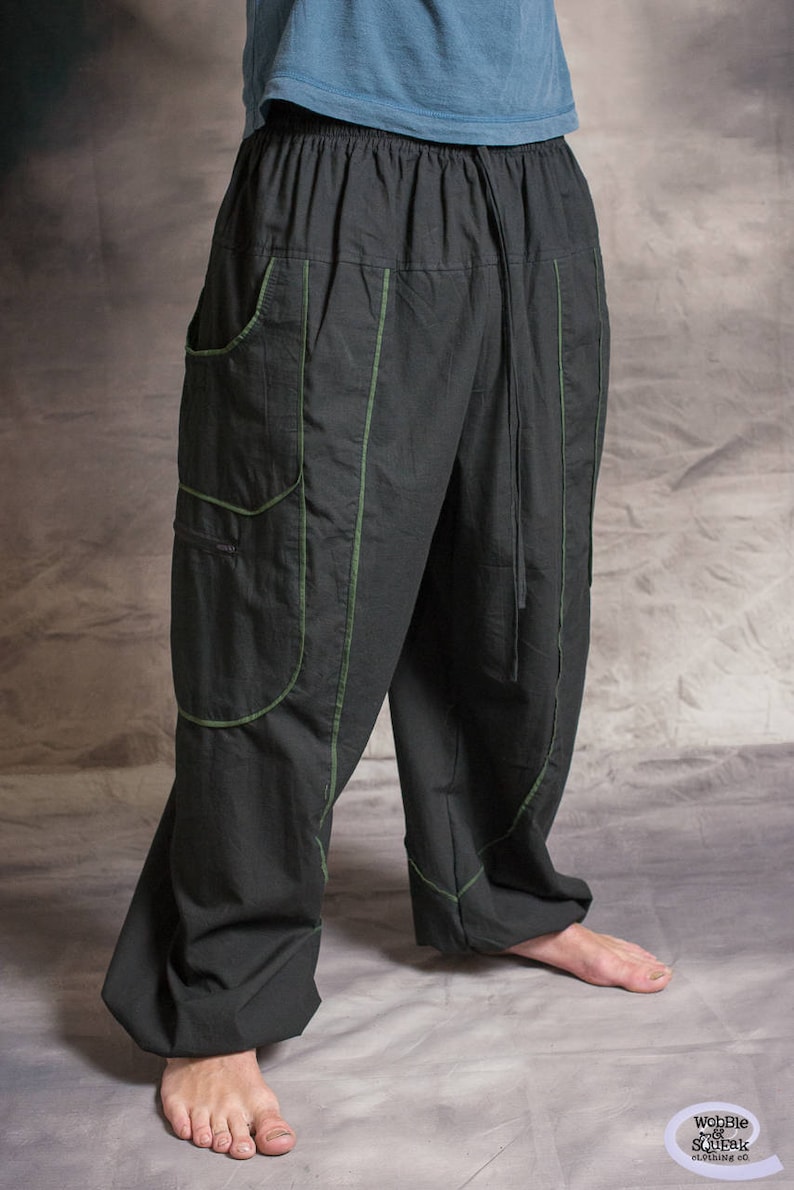 MENS HIPPY TROUSERS Baggy Cotton Psytrance Festival Party Goa Organic Cotton Eco Fashion image 3