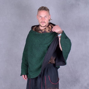 Poncho de festival con capucha nómada y forro de algodón con mandala de geometría sagrada unisex para festivales imagen 9