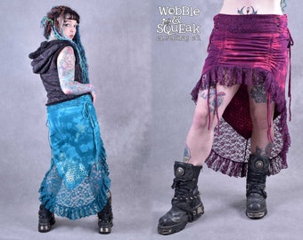 TIE DYE SITA Skirt Sacred Geometry Pixie Lace Hippy Boho Steampunk Bohemian Psytrance Festival Eco Fashion