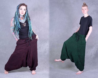 FLEECE LINED HAREMS Unisex Woollen Fairtrade Kashmir Ali Baba Trousers Psytrance Festival Hippy Warm Harem Acrylic Fleece Cosy Winter