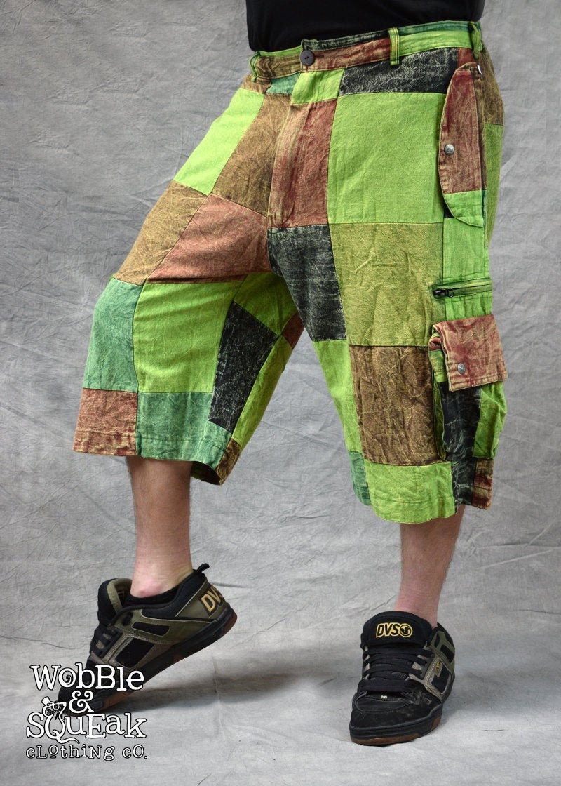 MENS PATCHWORK SHORTS Baggy Hippy Psytrance Festival Party Goa Etsy UK